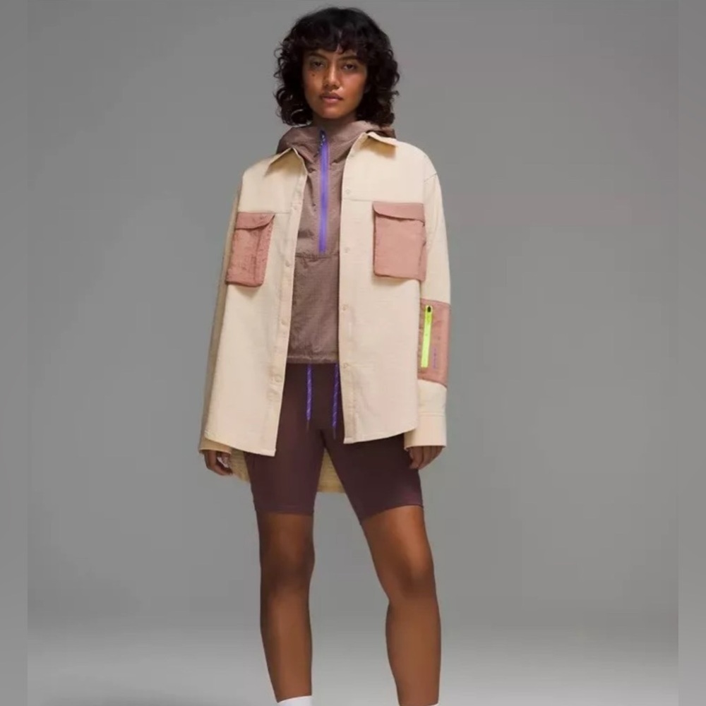 NWT Lululemon Grid Fleece Hiking Overshirt Jacket Pink Clay Women’s Sz 2 Utility